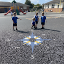Professional Compass Playground Marking with Rounded Center and Eight-Point Orientation for Educational Use