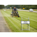 Professional Grass Cutting Sign Supplementary Plate for Roadside Use - 700mm Diameter Indicator