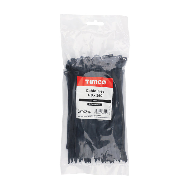 Cable Ties - Black - 4.8 x 160