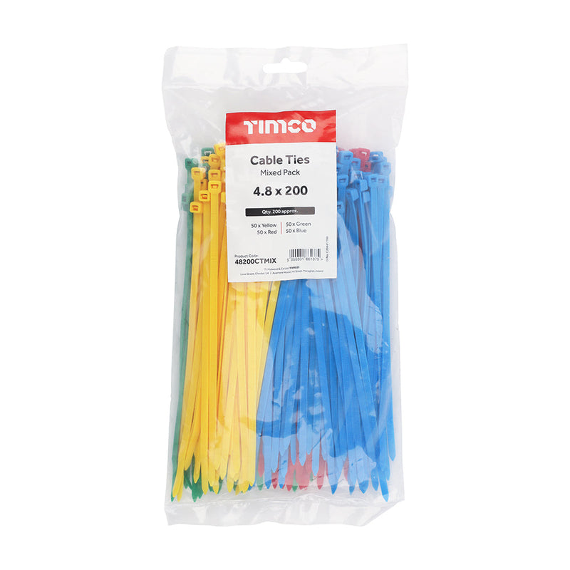 Cable Ties - Mixed Colours - 4.8 x 200