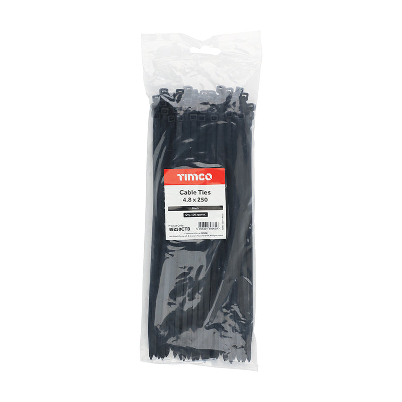 Cable Ties - Black - 4.8 x 250