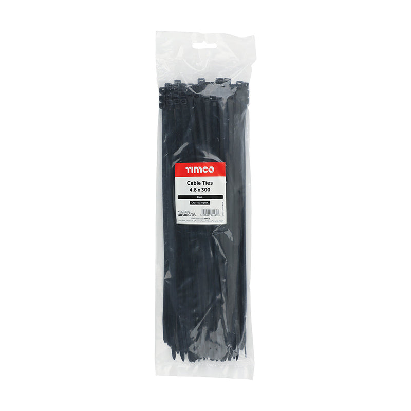 Cable Ties - Black - 4.8 x 300