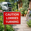 Caution Lorries Turning Traffic Sign – 600mm x 450mm – Polypropylene – Indoor/Outdoor