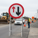 Premium Give Way to Oncoming Traffic Sign - Quick Fit Design, Dia. 615, 750mm for Road Safety