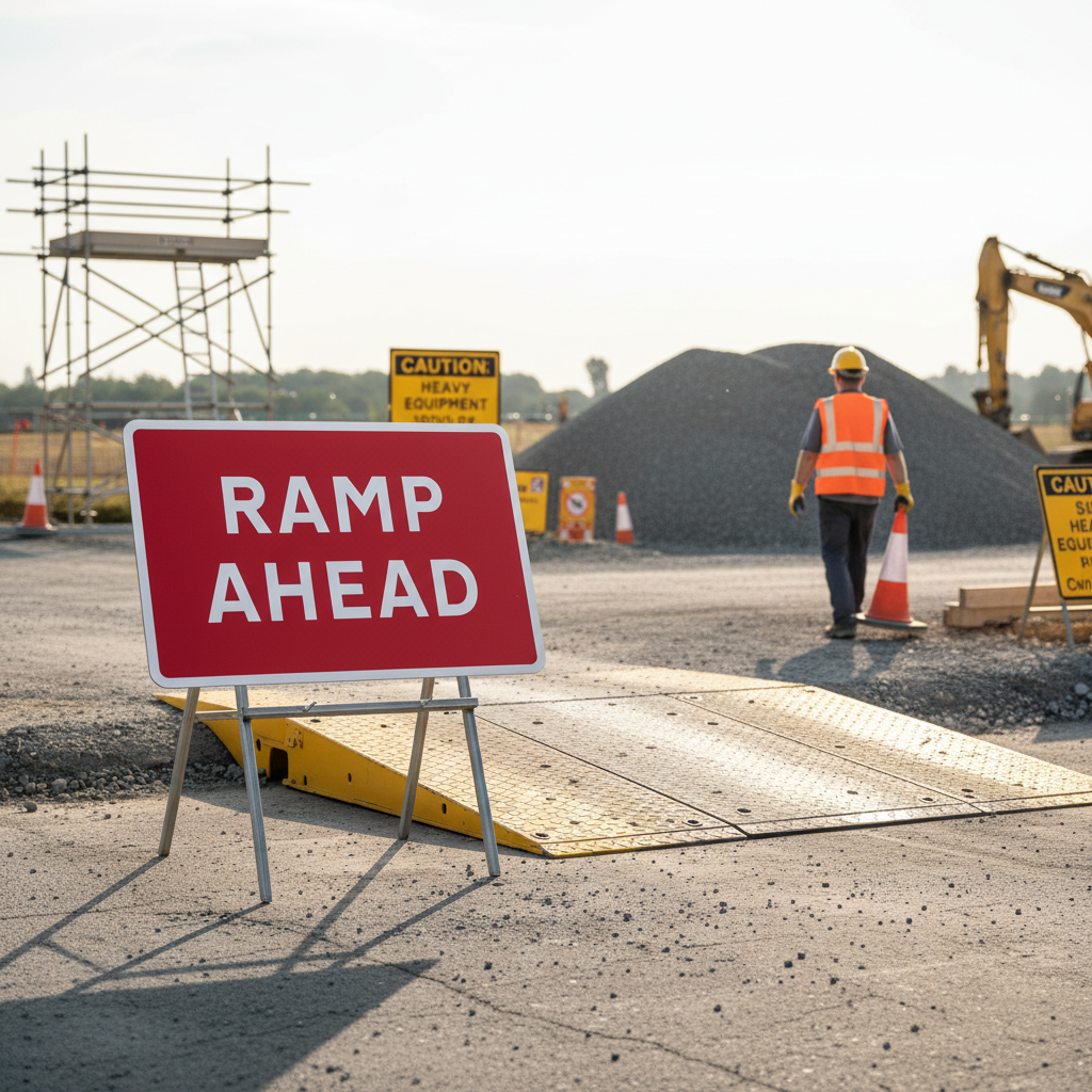 Premium Ramp Ahead Sign for Road Resurfacing - 1050x750mm Warning Sign