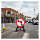 Professional No Left Turn Sign 750mm with RA1 Reflective Face and Durable Stand for Traffic Management