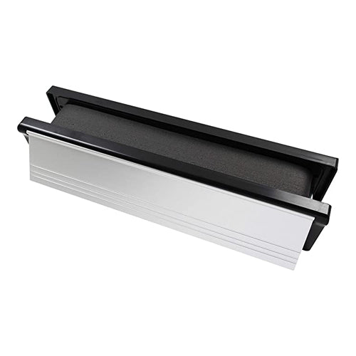 Intumescent Letterbox - Satin Anodised Aluminium - Black Frame - 305 x 70