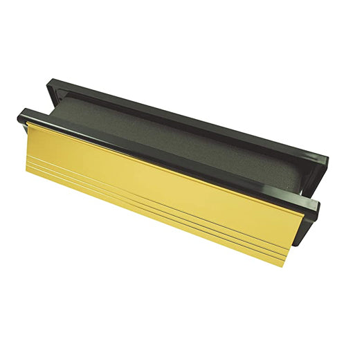 Intumescent Letterbox - Polished Gold - Black Frame - 272 x 70