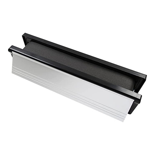 Intumescent Letterbox - Polished Silver - Black Frame - 272 x 70