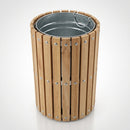Circular Slatted Hardwood Litter Bin – 56 Litre with Galvanised Steel Liner (view 2)