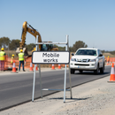 Premium Mobile Works Sign Quick Fit - 700mm Diameter, 725x275mm Supplementary Plate for Road Safety