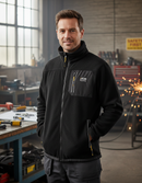 Premium Full Zip Fleece Jacket with Durable Elbow Patches, Reflective Piping, and YKK Zippers for Enhanced Comfort and Functionality