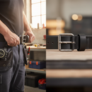 Premium Heavy Duty Leather Belt in Sturdy Buffalo Leather with Robust Metal Buckle for Work and Outdoor Use