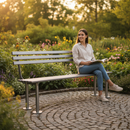 Premium Outdoor Mild Steel Bench Seat with Back for Public Spaces, Durable and Comfortable Design