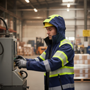 Premium Lightweight Softshell Jacket with Hi-Vis Yellow and Navy Blue Color, Waterproof Fabric and Removable Hood for Enhanced Visibility and Comfort