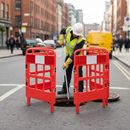 Premium Folding Manhole Barrier Made from Durable HDPE with Enhanced Reflectivity for Road Works and Utility Applications