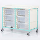 Steel Low Level Double Column Tray Trolley – 6 Deep Drawers, 807mm Height (view 2)