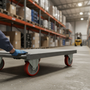 Premium 200mm Fixed Plate Castor with Red Polyurethane Wheels