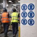 Ear Protection Safety Labels – Sheet of 6 – Self-Adhesive Vinyl – Indoor Use