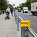 Premium Pedestrian Friendly Scroll End Cap - Yellow Powder-Coated Galvanised Steel for Enhanced Visibility and Safety