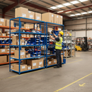 Heavy Duty Industrial Shelving - 2440mm High - 200kg Load Capacity - Chipboard - Blue Finish