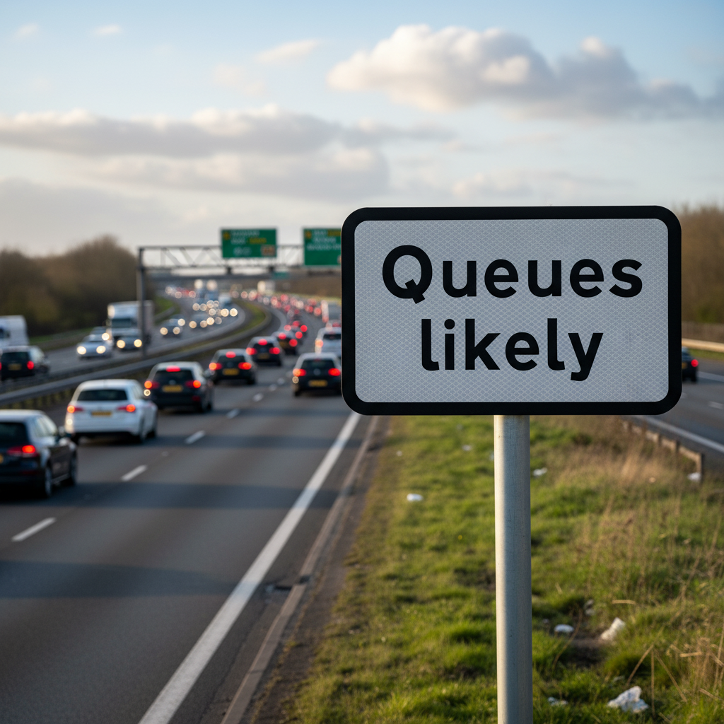 Professional Supplementary Road Sign for Warning of Queues - Adjustabl