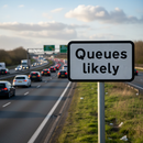 Professional Supplementary Road Sign for Warning of Queues - Adjustable Text Size and Variants Available