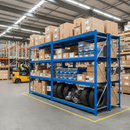 Premium 3x Industrial Shelving - 2440mm High - 400kg Capacity - Steel - Blue