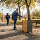 Premium 120L Heavy Duty Litter Bin with Steel and Hardwood Construction for Indoor and Outdoor Use