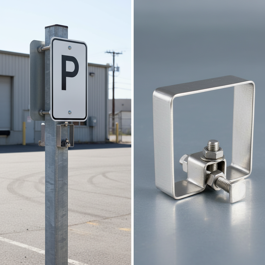 Professional Square Sign Post Clip for 50mm to 100mm Sign Posts - Weat