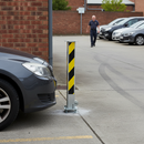 Heavy Duty Retractable Parking Post - Steel Construction with Lockable Design and Kick Plate for Vehicle Security