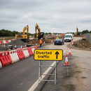 Premium Diverted Traffic Sign with Upward Arrow - 1050mm x 450mm for Clear Directional Guidance