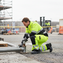 Premium Hi-Vis Yellow and Black Shell Trousers with Reinforced Knees and Mesh Lining for Enhanced Comfort and Visibility