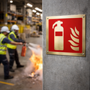 Fire Extinguisher Symbol Sign – 175mm x 175mm – Polished Brass – Indoor Safety