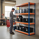 Heavy Duty Shelving with 12x 37L Plastic Storage Boxes - 1600mm High