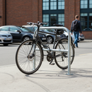Premium Heavy Duty Transport Cycle Stand with Integrated Signage Plate for Public Areas, Galvanised Steel Construction