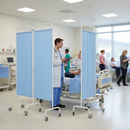 Premium Mobile Folding Screen with Hygienic PVC Panels and Durable Epoxy Coated Frame for Healthcare Privacy Solutions
