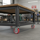 100mm Fixed Plate Castor with Red Polyurethane and Nylon Centre