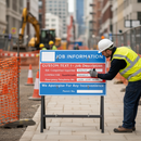 Premium Customizable Dry Wipe Information Sign 600x450mm for Roadworks with Contractor Details and Completion Dates