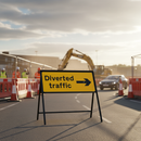 Premium Diverted Traffic Rotating Arrow Road Sign 1050x450mm with Engineer Grade Retroreflective Face