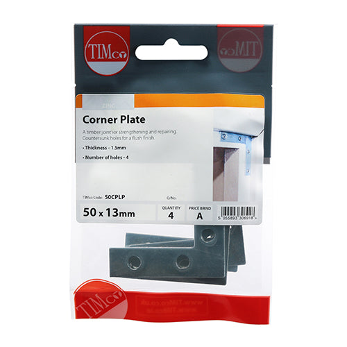 Corner Plates - Zinc - 50 x 50 x 13