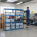 2x Heavy Duty Shelving Units - 1600mm High with 12x 24L Storage Boxes