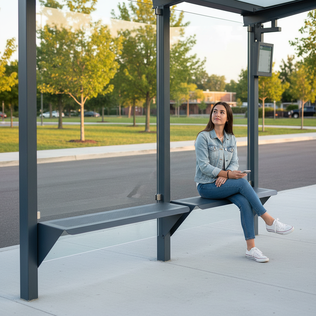 Premium Wall-Mounted Perch Bench 936mm for Bus Shelter Integration - H