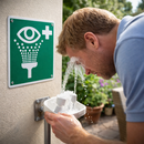 Emergency Eyewash Symbol Safety Signs – 1mm Rigid Plastic – Durable & UV Resistant – Indoor/Outdoor