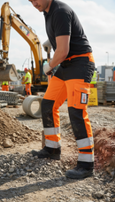 Professional Hi-Visibility Two Tone Trousers with Adjustable Waist, Multiple Pockets, and Durable Fabric for Enhanced Comfort
