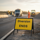 Premium Diversion Ends Road Sign - Heavy Duty Zintec Metal Sign 1050x750mm with Retroreflective Face
