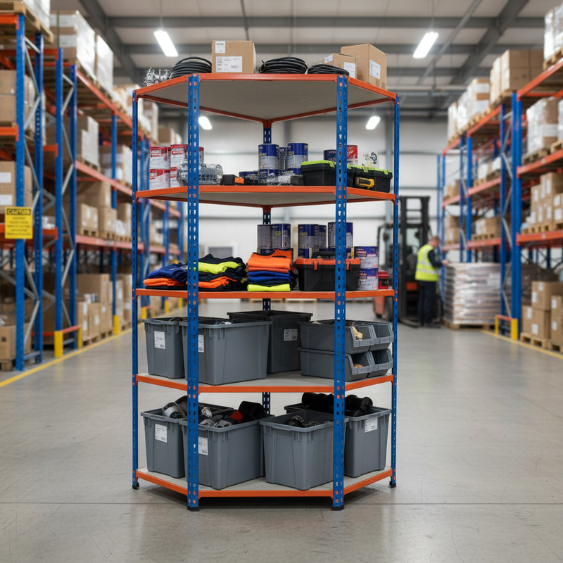 Heavy Duty Industrial Corner Shelving - 1980mm High - 340kg Capacity - Chipboard