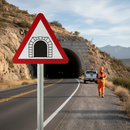 Premium Tunnel Ahead Post Mounted Warning Sign - Essential Safety Alert for Drivers with Size Options from 450mm to 1500mm