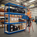 Premium Heavy Duty Industrial Shelving - 2440mm High - 400kg Load - Melamine - Blue