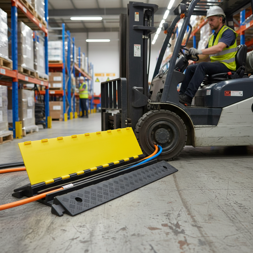 Premium Heavy Duty 3 Channel Cable Protector Ramp for Vehicle Traffic